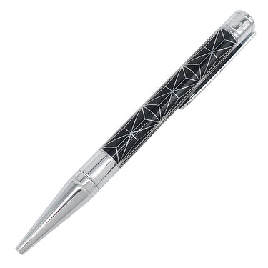 エス・テー・デュポン S.T DUPONT D イニシャル FIRE-X 275050 ブラック×シルバー 真鍮 ラッカー ボールペン ギヨシエ ギロシエ加工 黒インク 筆記確認済