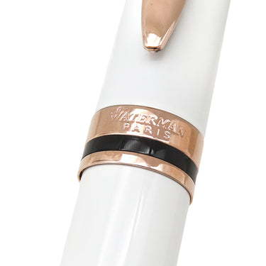 ウォーターマン WATERMAN エキスパート エッセンシャル プレシャスホワイトPGT 2119784 ホワイト×ブラック×PG ラッカー GP K18WG(ペン先) 万年筆 ピンクゴールド金具 F(細字)