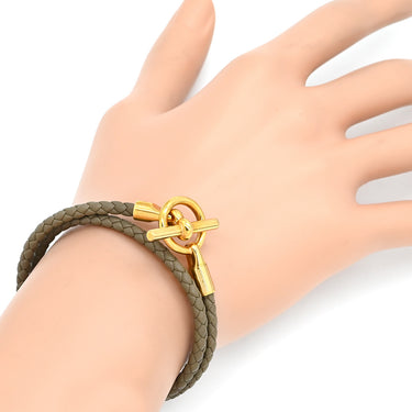 エルメス HERMES グレナン ドゥブルトゥール エトゥープ ヴォースイフト メタル ブレスレット ゴールド金具 グレージュ