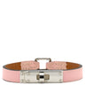 エルメス HERMES マイクロ ケリー ローズサクラ ヴォースイフト GP 14036 ブレスレット シルバー金具 レザーブレス