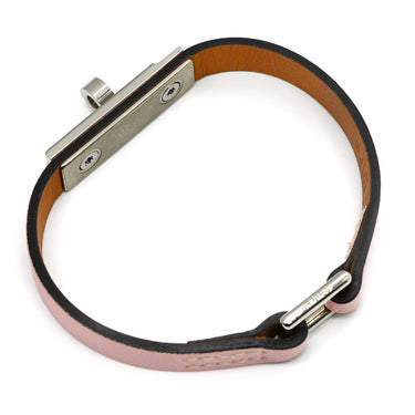 エルメス HERMES マイクロ ケリー ローズサクラ ヴォースイフト GP 14036 ブレスレット シルバー金具 レザーブレス