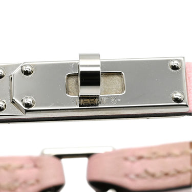 エルメス HERMES マイクロ ケリー ローズサクラ ヴォースイフト GP 14036 ブレスレット シルバー金具 レザーブレス