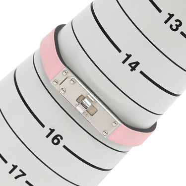 エルメス HERMES マイクロ ケリー ローズサクラ ヴォースイフト GP 14036 ブレスレット シルバー金具 レザーブレス