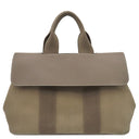 エルメス HERMES ヴァルパライソ PM エトゥープ トワルシェブロン レザー ハンドバッグ シルバー金具 グレージュ キャンバス