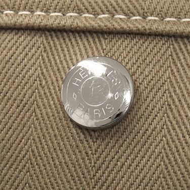 エルメス HERMES ヴァルパライソ PM エトゥープ トワルシェブロン レザー ハンドバッグ シルバー金具 グレージュ キャンバス