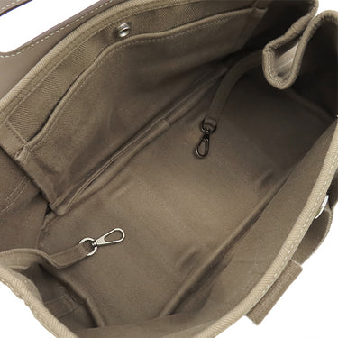 エルメス HERMES ヴァルパライソ PM エトゥープ トワルシェブロン レザー ハンドバッグ シルバー金具 グレージュ キャンバス