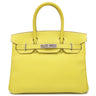 エルメス HERMES キャンディ バーキン30 ライム×グレー ヴォーエプソン ハンドバッグ シルバー金具 黄