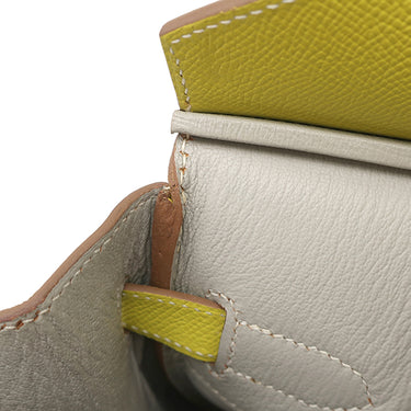 エルメス HERMES キャンディ バーキン30 ライム×グレー ヴォーエプソン ハンドバッグ シルバー金具 黄