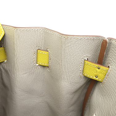 エルメス HERMES キャンディ バーキン30 ライム×グレー ヴォーエプソン ハンドバッグ シルバー金具 黄