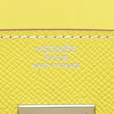 エルメス HERMES キャンディ バーキン30 ライム×グレー ヴォーエプソン ハンドバッグ シルバー金具 黄