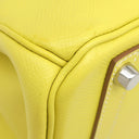 エルメス HERMES キャンディ バーキン30 ライム×グレー ヴォーエプソン ハンドバッグ シルバー金具 黄