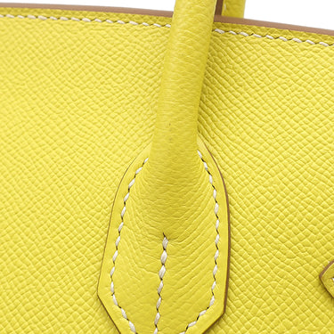 エルメス HERMES キャンディ バーキン30 ライム×グレー ヴォーエプソン ハンドバッグ シルバー金具 黄
