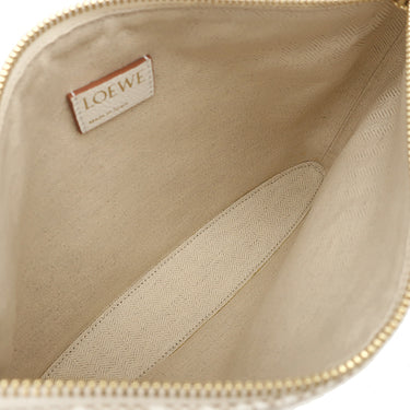 ロエベ LOEWE オブロング アナグラム ポーチ C730C63X15 エクリュ コットン クラッチバッグ ゴールド金具 ジャガード クラッチ ポーチ