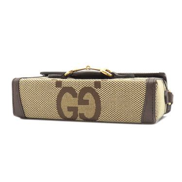 グッチ GUCCI ホースビット1955 ミニバッグ 699296 ブラウン×ベージュ GGキャンバス レザー ショルダーバッグ ゴールド金具 ジャンボGG