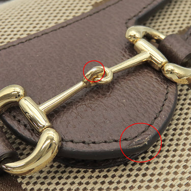 グッチ GUCCI ホースビット1955 ミニバッグ 699296 ブラウン×ベージュ GGキャンバス レザー ショルダーバッグ ゴールド金具 ジャンボGG
