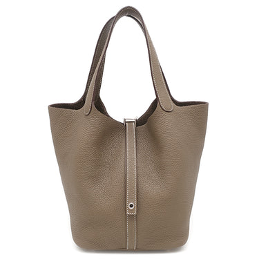 エルメス HERMES ピコタンロックMM エトゥープ トリヨンクレマンス ハンドバッグ シルバー金具 グレージュ