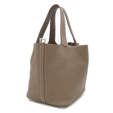 エルメス HERMES ピコタンロックMM エトゥープ トリヨンクレマンス ハンドバッグ シルバー金具 グレージュ