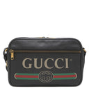 グッチ GUCCI ヴィンテージロゴ メッセンジャーバッグ 523589 ブラック レザー ショルダーバッグ マットゴールド金具 黒 レトロスタイル ロゴプリント