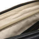 グッチ GUCCI ヴィンテージロゴ メッセンジャーバッグ 523589 ブラック レザー ショルダーバッグ マットゴールド金具 黒 レトロスタイル ロゴプリント