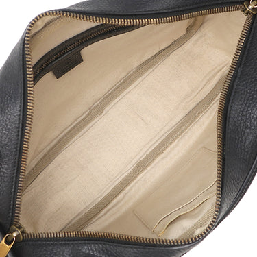 グッチ GUCCI ヴィンテージロゴ メッセンジャーバッグ 523589 ブラック レザー ショルダーバッグ マットゴールド金具 黒 レトロスタイル ロゴプリント