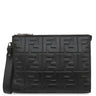 フェンディ FENDI ズッカ エンボス 7VA491 ブラック レザー クラッチバッグ シルバー金具 黒 型押し ポーチ セカンドバッグ