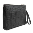 フェンディ FENDI ズッカ エンボス 7VA491 ブラック レザー クラッチバッグ シルバー金具 黒 型押し ポーチ セカンドバッグ