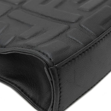 フェンディ FENDI ズッカ エンボス 7VA491 ブラック レザー クラッチバッグ シルバー金具 黒 型押し ポーチ セカンドバッグ
