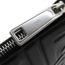 フェンディ FENDI ズッカ エンボス 7VA491 ブラック レザー クラッチバッグ シルバー金具 黒 型押し ポーチ セカンドバッグ