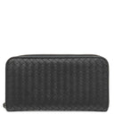ボッテガヴェネタ BOTTEGA VENETA ラウンドファスナー ブラック レザー 長財布 シルバー金具 黒 オーガナイザー