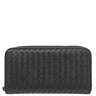 ボッテガヴェネタ BOTTEGA VENETA ラウンドファスナー ブラック レザー 長財布 シルバー金具 黒 オーガナイザー