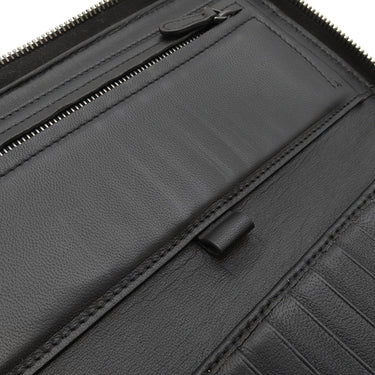 ボッテガヴェネタ BOTTEGA VENETA ラウンドファスナー ブラック レザー 長財布 シルバー金具 黒 オーガナイザー
