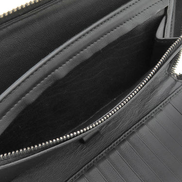 ボッテガヴェネタ BOTTEGA VENETA ラウンドファスナー ブラック レザー 長財布 シルバー金具 黒 オーガナイザー
