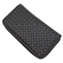 ボッテガヴェネタ BOTTEGA VENETA ラウンドファスナー ブラック レザー 長財布 シルバー金具 黒 オーガナイザー