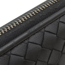 ボッテガヴェネタ BOTTEGA VENETA ラウンドファスナー ブラック レザー 長財布 シルバー金具 黒 オーガナイザー