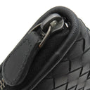 ボッテガヴェネタ BOTTEGA VENETA ラウンドファスナー ブラック レザー 長財布 シルバー金具 黒 オーガナイザー