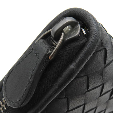 ボッテガヴェネタ BOTTEGA VENETA ラウンドファスナー ブラック レザー 長財布 シルバー金具 黒 オーガナイザー