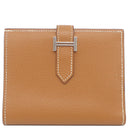 エルメス HERMES ベアンコンパクト ゴールド ヴォーエプソン 二つ折り財布 シルバー金具 茶