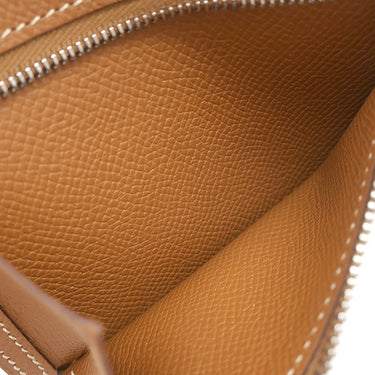 エルメス HERMES ベアンコンパクト ゴールド ヴォーエプソン 二つ折り財布 シルバー金具 茶