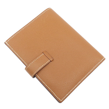エルメス HERMES ベアンコンパクト ゴールド ヴォーエプソン 二つ折り財布 シルバー金具 茶