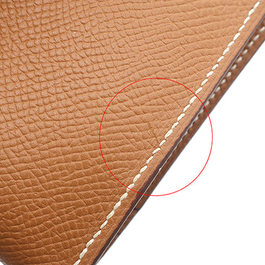 エルメス HERMES ベアンコンパクト ゴールド ヴォーエプソン 二つ折り財布 シルバー金具 茶