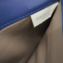 ボッテガヴェネタ BOTTEGA VENETA イントレチャート 二つ折り ウォレット ブルー レザー 長財布 ブラック金具 青 2つ折り