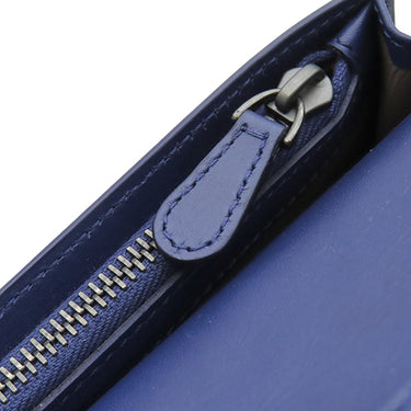 ボッテガヴェネタ BOTTEGA VENETA イントレチャート 二つ折り ウォレット ブルー レザー 長財布 ブラック金具 青 2つ折り
