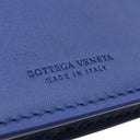 ボッテガヴェネタ BOTTEGA VENETA イントレチャート 二つ折り ウォレット ブルー レザー 長財布 ブラック金具 青 2つ折り
