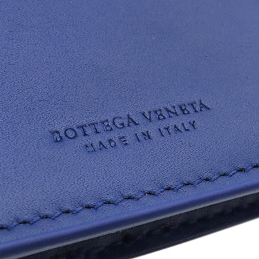 ボッテガヴェネタ BOTTEGA VENETA イントレチャート 二つ折り ウォレット ブルー レザー 長財布 ブラック金具 青 2つ折り