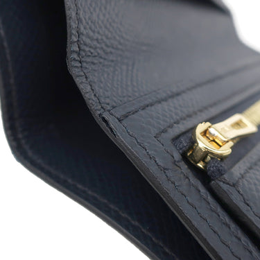 エルメス HERMES ベアンコンパクト ブルーインディゴ ヴォーエプソン 二つ折り財布 ゴールド金具 紺