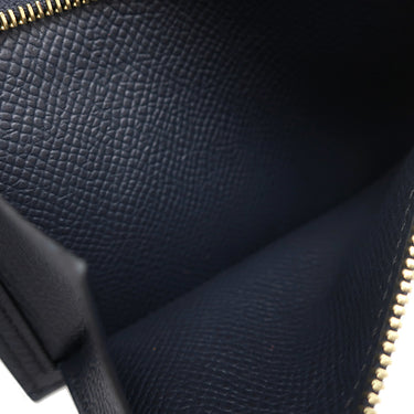 エルメス HERMES ベアンコンパクト ブルーインディゴ ヴォーエプソン 二つ折り財布 ゴールド金具 紺
