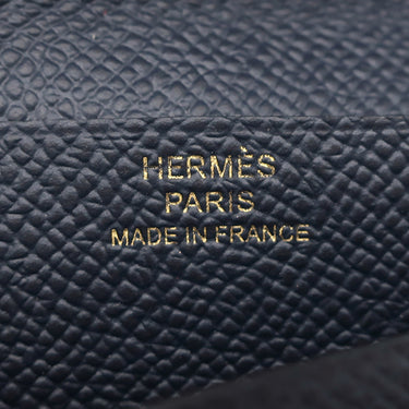 エルメス HERMES ベアンコンパクト ブルーインディゴ ヴォーエプソン 二つ折り財布 ゴールド金具 紺