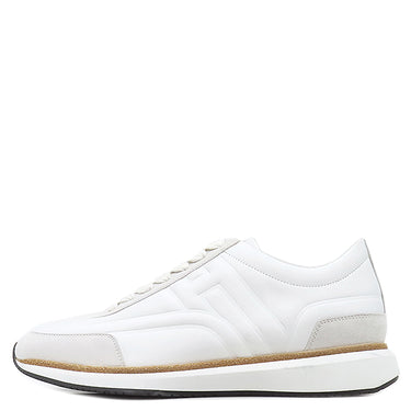 エルメス HERMES イージー EASY H221901Z ホワイト カーフ シェーブルベロア #39 スニーカー 白 茶 レザー ソルド品