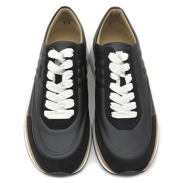 エルメス HERMES イージー EASY H221901Z ブラック カーフ シェーブルベロア #39 スニーカー 黒 白 レザー ソルド品