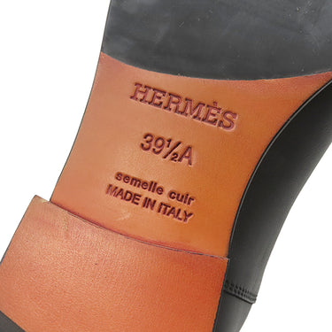 エルメス HERMES モカシン エクリプス H221981Z ブラック レザー #39.5 ローファー 黒 スリッポン